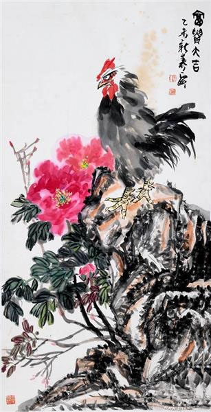 金鸡报晓贺新春一一略谈石丁画鸡